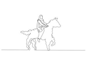 muslim woman riding white cloud horse metaphor of management idea vector