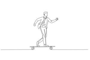 businessman riding skateboard. Concept of youth doing business vector