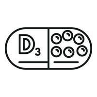 Vitamin D capsule icon outline vector. Sun nutrition vector