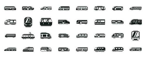 High-speed transportation icons set simple vector. Speed train vector