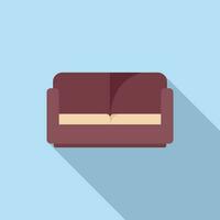 salón textil sofá icono plano vector. interior mueble vector