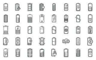 Battery charge icons set outline vector. Charge energy vector