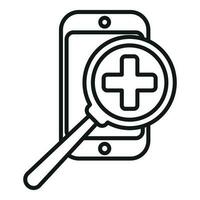 Search medical help icon outline vector. Online doctor vector