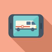 Call video ambulance icon flat vector. Medical online vector