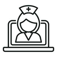 Online nurse icon outline vector. Medical patient vector