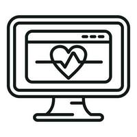 Online heartrate icon outline vector. Online medical consultation vector