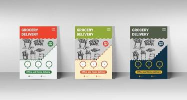 Grocery Delivery Flyer Design. A4 size flyer and fully editable file vector