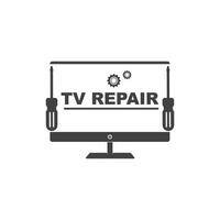 televisión reparar icono logo vector ilustración