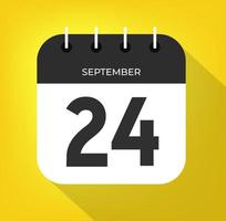 September day 24. Number twenty-four on a white paper with black color border on a yellow background vector. vector