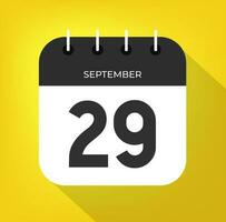 September day 29. Number twenty-nine on a white paper with black color border on a yellow background vector. vector