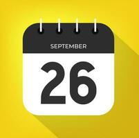 September day 26. Number twenty-six on a white paper with black color border on a yellow background vector. vector