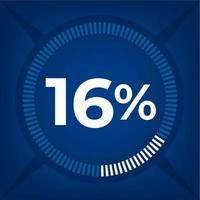 16 percent count on dark blue background vector
