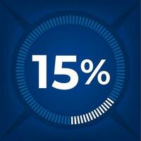 15 percent count on dark blue background vector