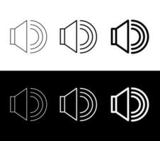 Speaker icon with lines of different thickness on light and dark background vector