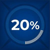 20 percent count on dark blue background vector