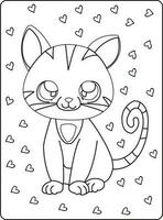 Cute cat outline coloring page for kids animal coloring book cartoon vector illustration isolated on white doddle background