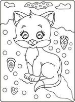 Cute cat outline coloring page for kids animal coloring book cartoon vector illustration isolated on white doddle background