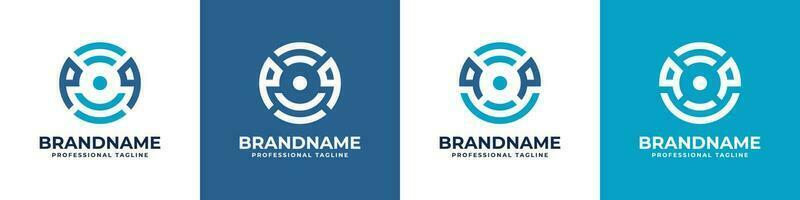 Letter PQ or QP Global Technology Monogram Logo, suitable for any business with PQ or QP initials. vector