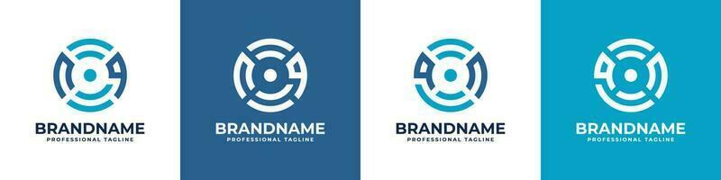 Letter NQ or QN Global Technology Monogram Logo, suitable for any business with NQ or QN initials. vector