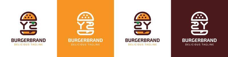 Letter YZ and ZY Burger Logo, suitable for any business related to burger with YZ or ZY initials. vector