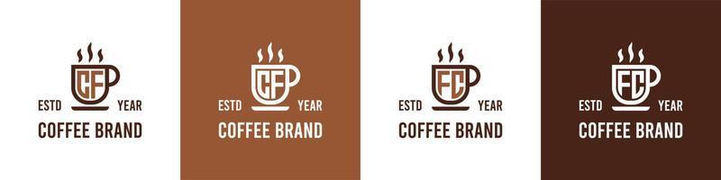 Letter CF and FC Coffee Logo, suitable for any business related to Coffee, Tea, or Other with CF or FC initials. vector