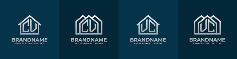 Letter CV and VC Home Logo Set. Suitable for any business related to house, real estate, construction, interior with CV or VC initials. vector