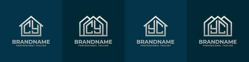 Letter CY and YC Home Logo Set. Suitable for any business related to house, real estate, construction, interior with CY or YC initials. vector