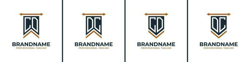 Letter CD and DC Pennant Flag Logo Set, Represent Victory. Suitable for any business with CD or DC initials. vector