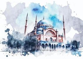 The Wonders of Selimiye Mosque in a Watercolor Vector Illustration