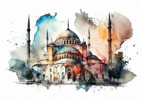 The Beauty of Selimiye Mosque in Vector Watercolor