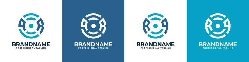 Letter QR or RQ Global Technology Monogram Logo, suitable for any business with QR or RQ initials. vector