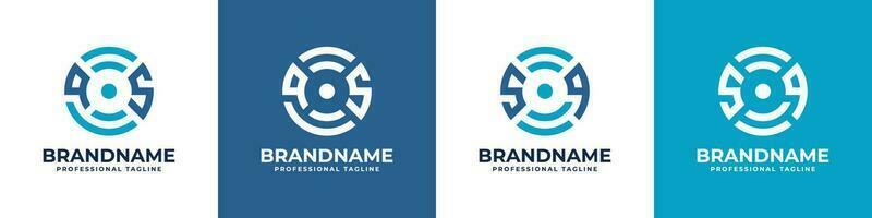Letter QS or SQ Global Technology Monogram Logo, suitable for any business with QS or SQ initials. vector