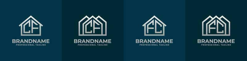 Letter CF and FC Home Logo Set. Suitable for any business related to house, real estate, construction, interior with CF or FC initials. vector