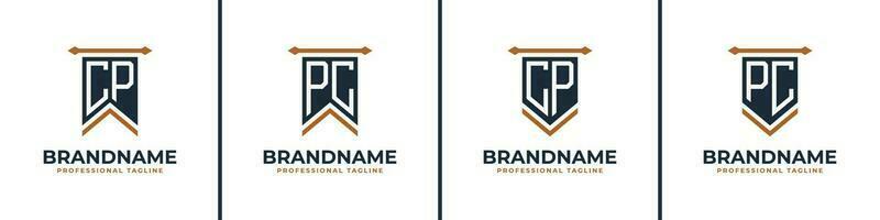 Letter CP and PC Pennant Flag Logo Set, Represent Victory. Suitable for any business with CP or PC initials. vector