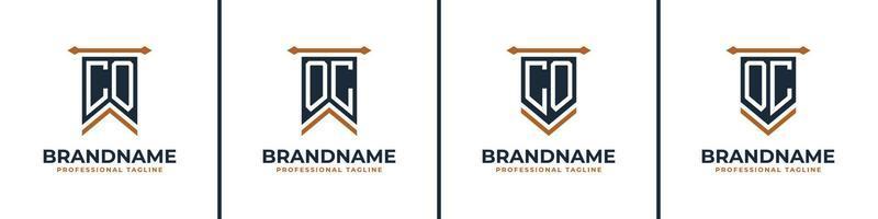 Letter CO and OC Pennant Flag Logo Set, Represent Victory. Suitable for any business with CO or OC initials. vector