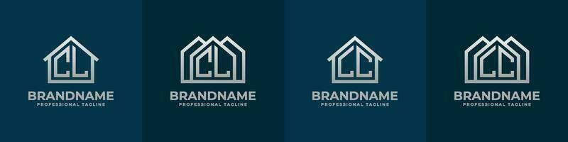 Letter CL and LC Home Logo Set. Suitable for any business related to house, real estate, construction, interior with CL or LC initials. vector