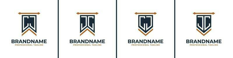 Letter CJ and JC Pennant Flag Logo Set, Represent Victory. Suitable for any business with CJ or JC initials. vector