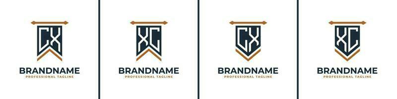 Letter CX and XC Pennant Flag Logo Set, Represent Victory. Suitable for any business with CX or XC initials. vector