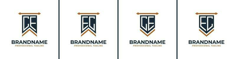 Letter CE and EC Pennant Flag Logo Set, Represent Victory. Suitable for any business with CE or EC initials. vector