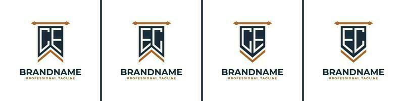 Letter CE and EC Pennant Flag Logo Set, Represent Victory. Suitable for any business with CE or EC initials. vector