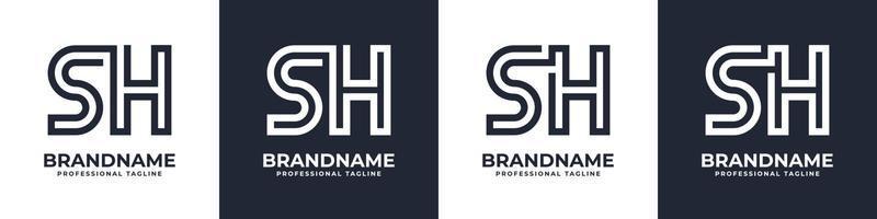 Letter SH or HS Global Technology Monogram Logo, suitable for any business with SH or HS initials. vector