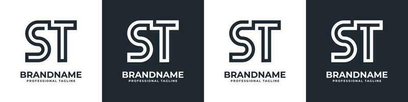 Simple ST Monogram Logo, suitable for any business with ST or TS initial. vector