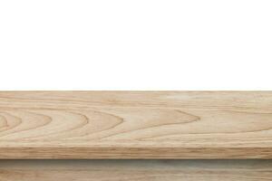 Empty wood table on isolate white background and display montage with copy space for product. photo