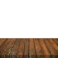Empty wood table on isolate white background and display montage for product. photo