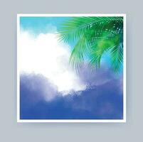 watercolor background with palm tree leaf vector