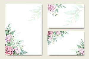 wedding invitation card with floral rose watercolor vector