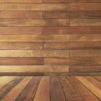 Wooden brown perspective texture and background with space, display montage for product. photo