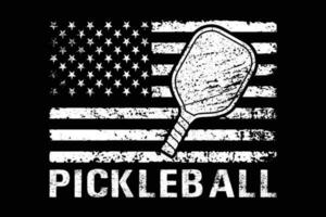 American Flag Pickleball Player Vintage Design vector