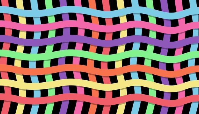 Colorful striped wave pattern on black background. Flannel shirt patterns. Vector illustration for wallpapers.