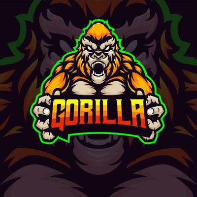 Gorilla Mascot Logo Gaming and t-shirt red and yellow 23901961 Vector Art  at Vecteezy